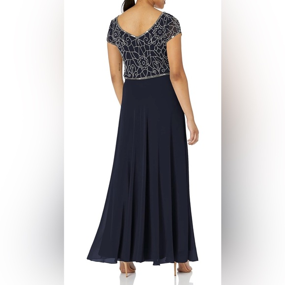 J Kara Women's Cap V-Neck Beaded Dress - Picture 9 of 9